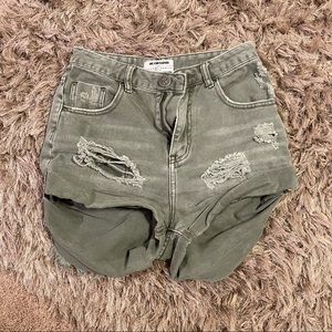 Green One Teaspoon High Waist Bandits Shorts